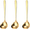 GuDoQi Soup Ladle, 3 Pack Durable 304 Stainless Steel with Polished Titanium Plated Big Volume Soup Spoon, Kitchen Gadget Utensil,8 Inch, Gold...