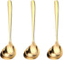 GuDoQi Soup Ladle, 3 Pack Durable 304 Stainless Steel with Polished Titanium Plated Big Volume Soup Spoon, Kitchen Gadget Utensil,8 Inch, Gold...