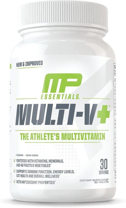 Muscle Pharm Essentials Multi-V+, The Athlete's Multi-Vitamin, Enhanced Energy, Performance & Immune Health, Daily Multivitamin for Men & Women wi...