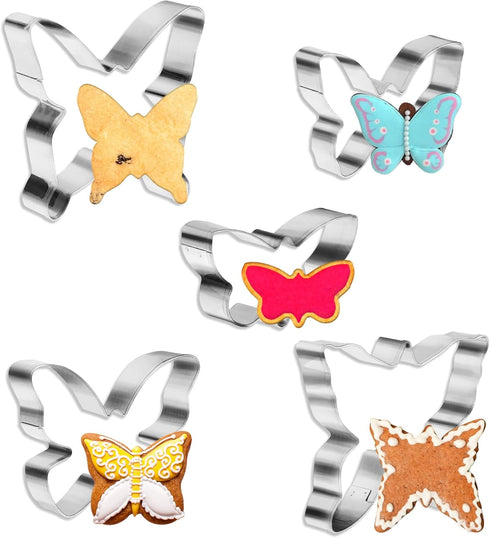 5Pcs Butterfly Cookie Cutter Sandwich Cutter Mini Stainless Steel Fairy Cookie Cutter Set Butterfly Biscuit Cutters Shapes Variety Pack for DIY Ba...