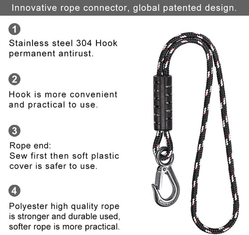 BeneLabel Tree Swing Rope, 60 inch, Hammock Tree Swing Hanging Strap, Heavy Duty Hook, for Indoor Outdoor Swing Hammock Playground Set Accessories...