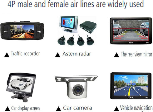 Car Video 4Pin Aviation Extension Cable for CCTV Rearview Camera Car Truck Trailer Camper Bus Motorhome Vehicle Backup Monitor Waterproof Shockpro...
