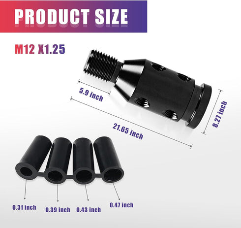 Pack-1 M12 x 1.25 Car Shift Knob Adapter for Non-Threaded Shifters, Metal Vehicle Transmission Gear Stick Shift Connector, Universal Automotive Sh...