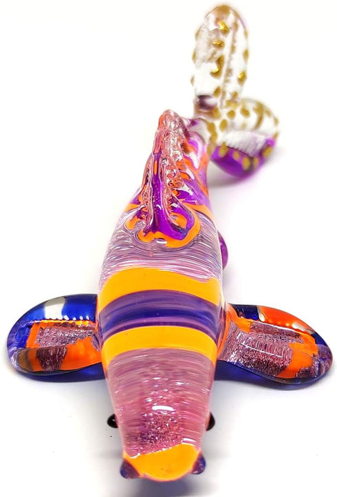 Japan Carp Koi Fish Miniature Figurines Animals Hand Blown Glass Art Collectible Gift Decorate (Purple Orange)...