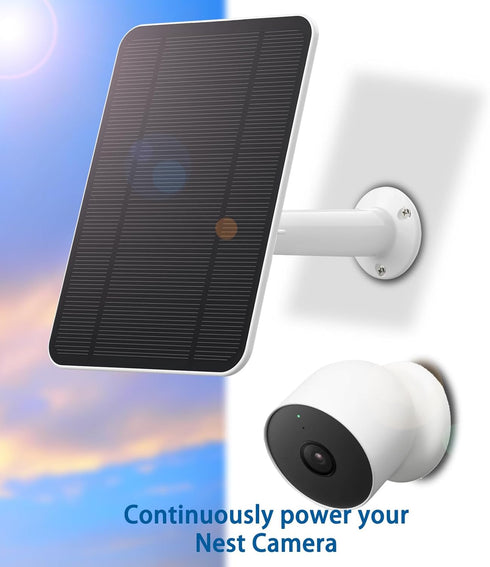Solar Panel Compatible with Google Nest Cam Outdoor or Indoor(Battery)-2nd Generation,Includes Secure Wall Mount, IP65 Weatherproof,13.1ft Power C...