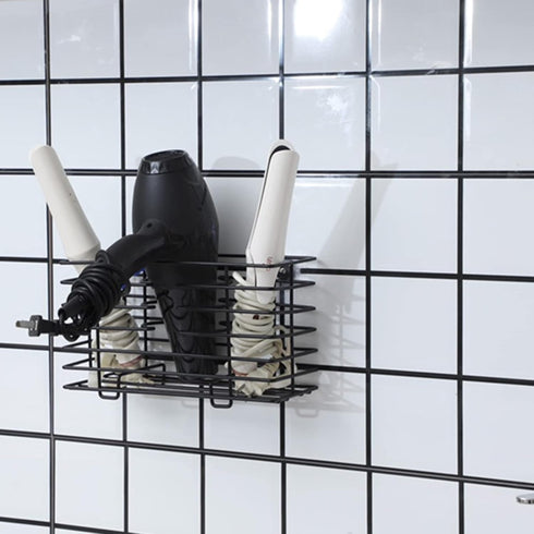 YCOCO Hair Dryer Holder,Hair Tool Organizer Wall Mount Metal Wire Bathroom Hair Care Styling Tool Organizer Storage Basket for Hair Dryer, Flat Ir...