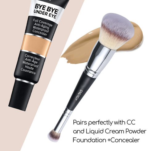 ENERGY Makeup Brushes Dual Sided Airbrush Foundation Brush Concealer Brush Luxe Synthetic Hair Perfect for Liquid Cream Powder Blending Buffing Co...