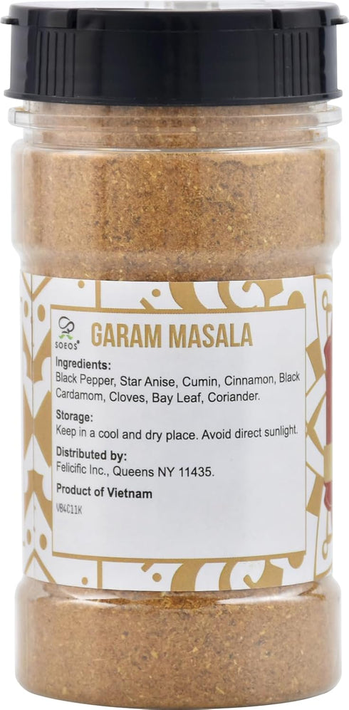Soeos Garam Masala, 3.2 oz (90g), Garam Masala Spice Powder, All Natural, Vegan, No Colors, Kosher, Indian 8-Spice Blend, Masala Seasoning...