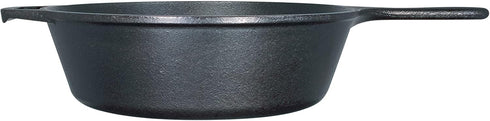 Lodge 3 Quart Pre-Seasoned Cast Iron Deep Skillet - Signature Teardrop Handle & Assist Handle - Use in the Oven, on the Stove or Grill, or Over a ...