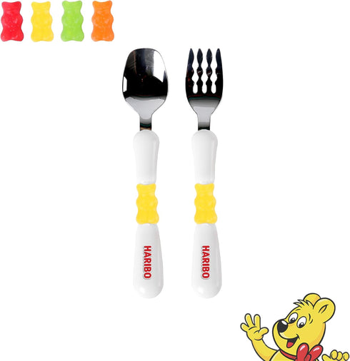 HARIBO Goldbear Spoon and Fork Set - Kids & Toddlers Plastic Flatware with HARIBO Goldbear Figure Handle, Kids Eating Utensils for 4 years + Child...