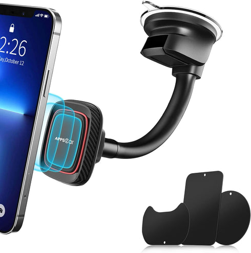 APPS2Car Magnetic Car Phone Holder Mount with 6 Strong Magnets, Windshield Dashboard Magnetic Suction Cup Phone Holder for Car, fit Most Smartphon...