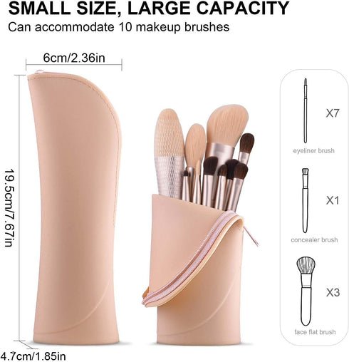 Makeup Brush Holder Silicone Makeup Brush Organizer Travel Makeup Brush Bag Make up Brush Case Small Cute Cosmetic Bag Mini Makeup Pouch Holds up ...