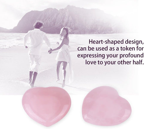 4pcs Healing Crystal Rose Quartz Carved Heart Shaped Shiny Stone Reiki Balancing Semi-Precious Decor Polished Adorn Decoration...