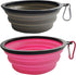 Medium Collapsible Dog and Cat Water Silicone Bowls, Pack of 2, Portable Pet Feeding Tray for Walking, Parking, Traveling with 2 Carabiners (grey&...