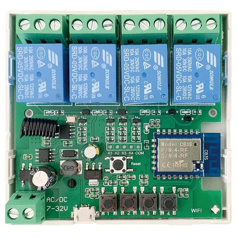 4 Channel WiFi Relay USB 5V AC/DC 7-32V Smart WiFi Wireless Dry Contact Relay Switch Module,Tuya Smart Life app Remote Control,Work with Alexa Goo...