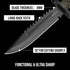15" Fixed Blade Tactical Knives with Sheath, Stainless Steel Survival Hunting Bushcraft Full Tang Non-Slip Handle Knife with Serrated Blade Back f...