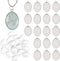 PH PandaHall 20PCS Oval Photo Charms Pendant Blank Trays Bezel, 20PCS Transparent Glass Cabochon Dome Tiles Memorial Photo Pendant for Jewelry Mak...