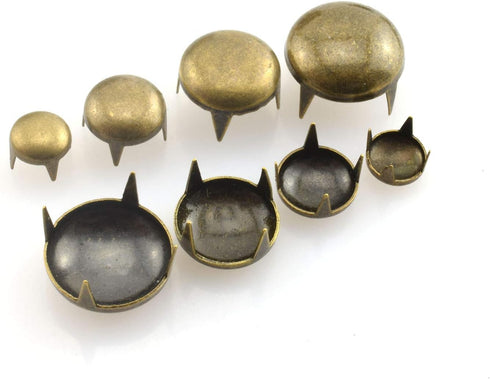 120pcs Bronze DIY Nailhead Round Dome Studs Assorted Kit Leathercraft Rivet Metal Punk Spikes Spots for Punk Rock Leather Craft Clothes Belt Bag S...
