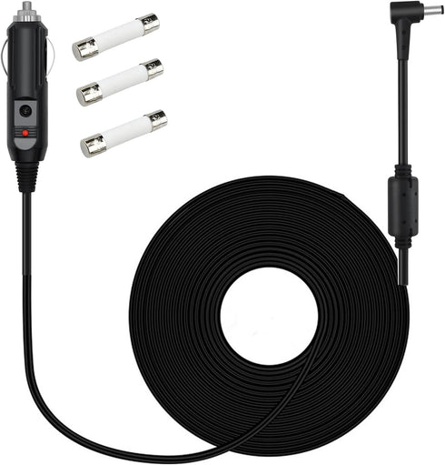 12V 24V DC Car Charger Auto Power Supply 20AWG Cable3M,DC 5.5mm x 2.1mm to Car Cigarette Lighter Male Plug Car Cigarette Lighter Cable for Car Ref...