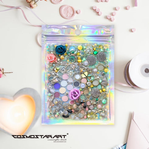 100 Pack Holographic Resealable Bags, Clear Front Mylar Ziplock Pouches for Multipurpose Storage (4"x6")...
