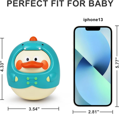Tinabless Tummy Time Toys, Dinosaur-Duck Roly Poly Baby Toy, Musical Wobbler Toy | Tumbler Wobbler Toy for Newborns 3-12 Month Baby Boys and Girls...