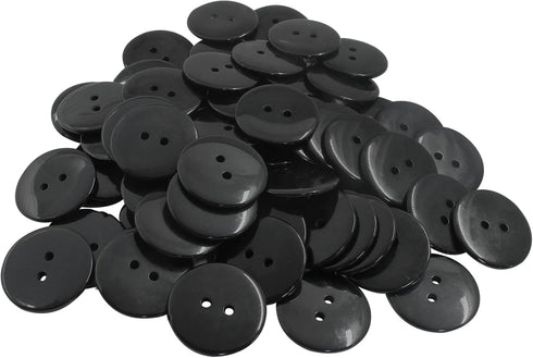 50 Pcs Premium 2-Hole Resin Sewing Buttons - Black Round Mixed Buttons for Sewing, DIY, and Holiday Decoration (Black)...