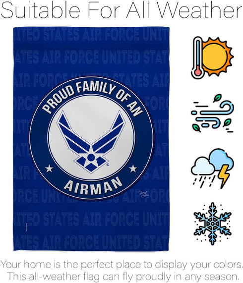 Breeze Decor Proud Family Airman Garden Flag Armed Air Force USAF United State American Military Veteran Retire Official House Decoration Banner S...