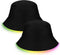2 Pcs LED Light up Bucket Hat Set LED Light up Bucket Hat LED Bucket Hat for Men and Women Unisex (Black, Neon)...