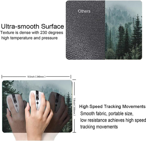 Mouse Pad, Mist Forest Mouse Pad, Washable Square Cloth Mousepad for Gaming Office Laptop, Non-Slip Rubber Computer Mouse Pads for Wireless Mouse,...