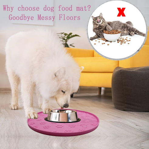 Silicone pet Food mat, Dog Food and Water mat, Raised Edge Rubber mat for Dog Bowls, Prevents Food and Water from staining Floors, Suitable for Sm...