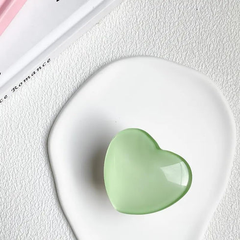 White Heart Phone Holder Stand griptok, Glass, Crystal, Cute, Pretty, Resin, ABS, Acrylic, epoxy(GT-002)......