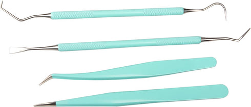 MUZOCT 4Pcs Vinyl Weeding Tool Kits, Stainless Steel Weeder,Hook,Pick,Tweezers Crafting Set Packed with Case...
