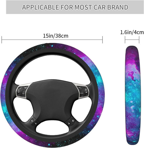 Galaxy Car Steering Wheel Cover 15 Inch for Women Men Purple Anti-Slip Sweat Absorption Universal...