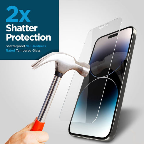 Case-Mate iPhone 14 Pro Screen Protector - 6.1 Inch - Anti-Scratch Tempered Glass with Shatter Protection - Durable 9H Glass Film with Touch Sensi...