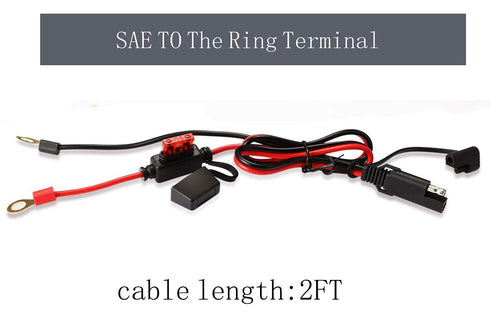 iMESTOU 2FT SAE O Ring Terminal Harness with 10A Fused 2-Pin Quick Disconnect Plug (5PCS-Pack)...