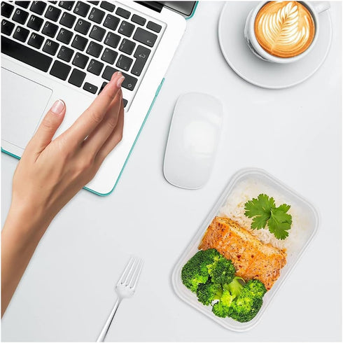 Food Storage Containers Rectangular with Lids 20oz Freezer Deli Cups BPA-Free Leakproof Clear Takeout Container Meal Prep Microwavable, Airtight L...