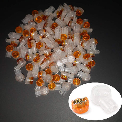 UY Wire to Wire Connector K2,SINCODA 100PCS Waterproof Gel-Filled Orange Clear Button Telephone Wire Connectors UY2 Butt Splice Connector K2 Netwo...