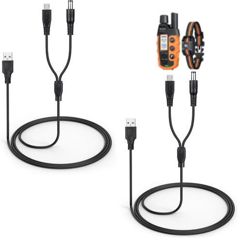 2-Pack Charger Cord for Bousnic Dog Shock Collar RS2A and RS2B, 2-in-1 Training Collar USB Charging Cable...