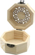 MY MIRONEY 3.7" x 2.4" Unfinished Wooden Box with Hollow Carved Pattern Lid Octagon Unpainted Wood Box Jewelry Box DIY Storage Case with Hinged Li...