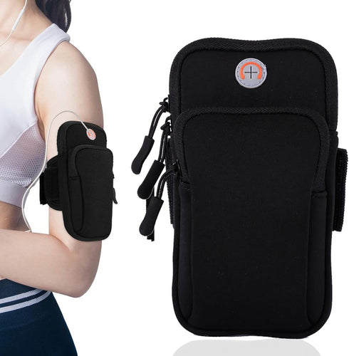 Sports Armband, Running Gym Universal Smartphone Arm Bag with Earphone Hole Multifunctional Pockets foriPhone 15, 14, 13, 12, 11 Pro Max, Xs, Xr, ...