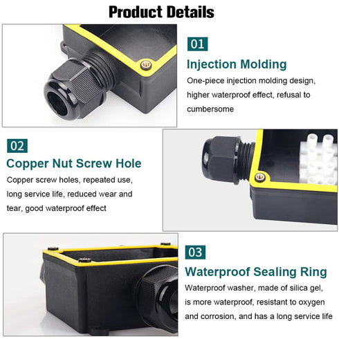 Junction Box Outdoor Waterproof Electrical Box, 3 Way Plug Line Plastic External Junction Box, Electric Power Cord Boxes Suitable for Outdoor Ligh...