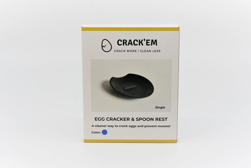 Crack'em Egg Cracker & Spoon Rest (Cobalt Blue) - Perfectly Cracks Eggs & Contains Messes - Easy to Use & Clean - Great for Kids - Prevents Broken...