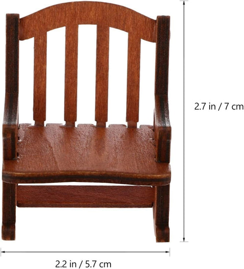 NUOBESTY Doll House Rocking Chairs Wooden Miniature Chairs Dollhouse Furniture Ornament Decor for Dollhouse Accessories Brown...