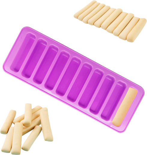 Long Strips Silicone Mold Finger Shaped Cookie Molds 2 PCS-10 Cavity Chocolate Rectangular Cereal Bar Molds Ice Cube Tray Jelly Cake Candy Baking ...