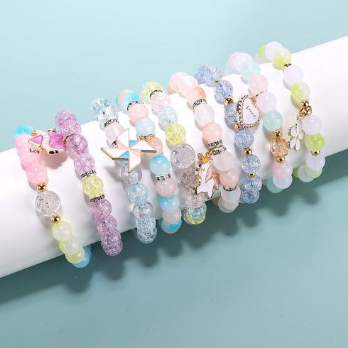 Enjoymade Glass Beads Bracelet Making Kit, Lovely Cute Bracelet Necklace Jewelry Making Kit, DIY Bulk Acrylic Gradient Bubble Bead Jewelry, Birthd...