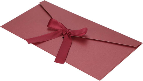 10 Pieces Envelope with Knot 5 Pearl Color for Gift Card of Business Wedding Party Invitation 8.6 * 4.2 Inch Gift Card Envelope with Bow for Chris...