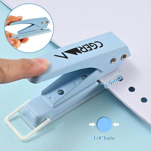 Single Hole Puncher,1/4" Hole Punch,50% Labor Savings, Heavy Duty Hole Puncher, Paper Punch, 15 Sheet Capacity, Metal Hole Puncher for ID Card, Ch...