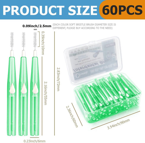 60PCS Floss Brush Adult Interdental Brush Push-Pull Type Tooth Cleaning Tool Soft Toothpick Cleaners Oral Dental Hygiene Brush Tooth Flossing Head...