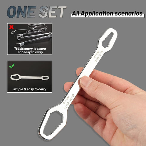 Double Ended Multifunctional Universal Wrench Adjustable Wrenches Self-Tightening Adjustable Torx Spanner Key Bolts Nuts Wrench Repair Tools for D...