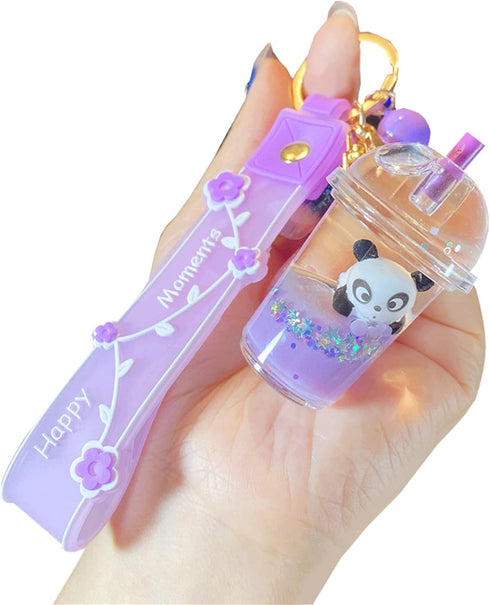 Cute panda Key Ring Decoration, Liquid Quicksand Floating Fox Handbag Accessories...